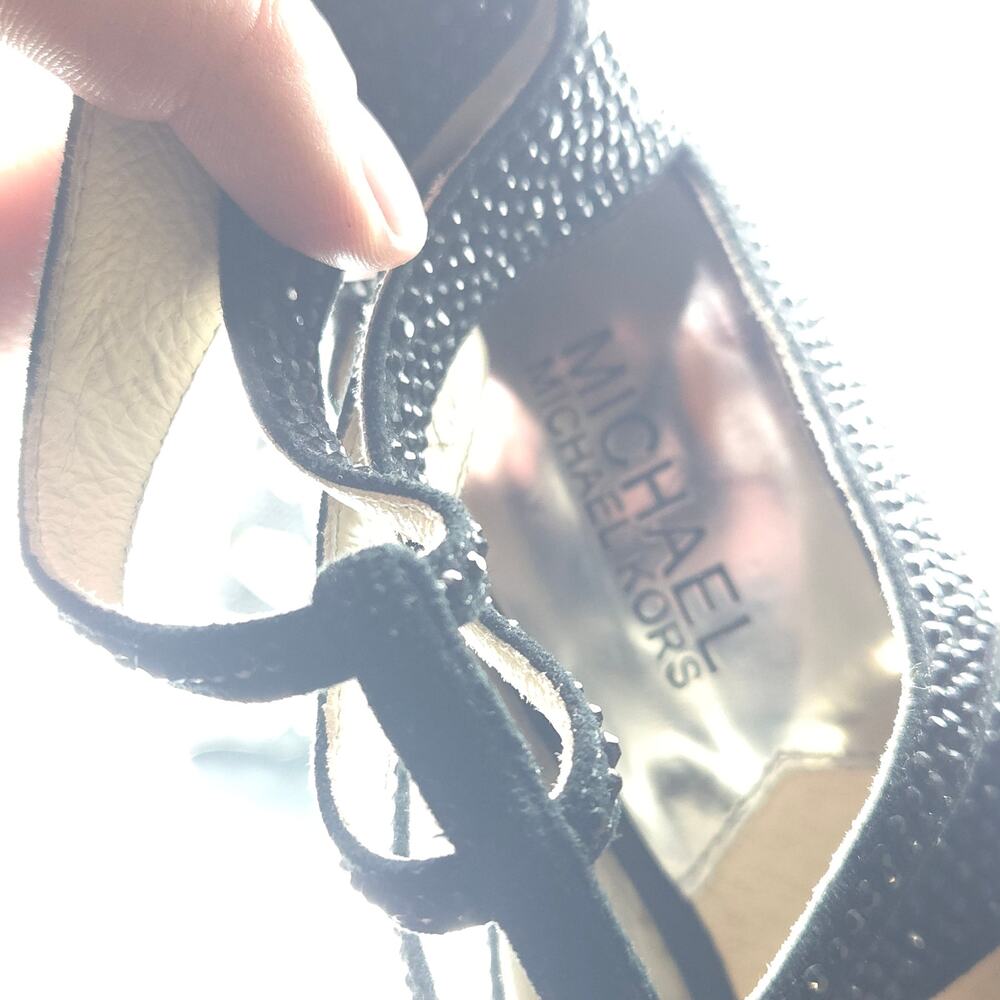 MICHAEL KORS Women's Caged Sparkle Heels Black Tan Zip Up Stiletto Size 6 - Picture 10 of 12